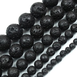 Cynbpm Natural Gemstone Round Spacer Loose Beads Lava Stone Volcanic Rock for Jewelry Making Bracelet Necklace15" 1 Strand 8mm