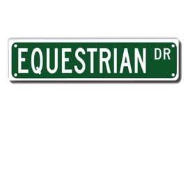 ERMUHEY Equestrian Dr Street Sign, Equestrian Gift, Equestrian Wall Decor for Home Office Pasture Garage Man Cave Plaque Quality Metal Sign 16x4 Inch