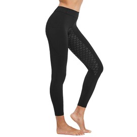 FitsT4 Women's Full Seat Riding Tights Active Silicon Grip Horse Riding Tights Equestrian Breeches Black XL
