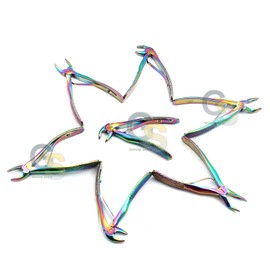 G.S Pedo/Child Extraction Forceps Dental Instrument Set, 7 Pieces, German Grade Stainless Steel Rainbow Best Quality