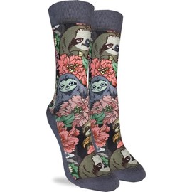 Good Luck Sock Women's Floral Sloths Socks, Adult, Shoe Size 5-9
