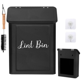 Ruaizel Magnetic Lint Bin for Laundry Room, Lint Holder Bin with Lid, Magnetic Lint Bin for Laundry Room Decor Organization (Black)