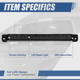 Auto Dynasty Full LED Smoked 3rd Rear High Mount Brake Light Stop Lamp Compatible with Pathfinder Infiniti QX4 01-04