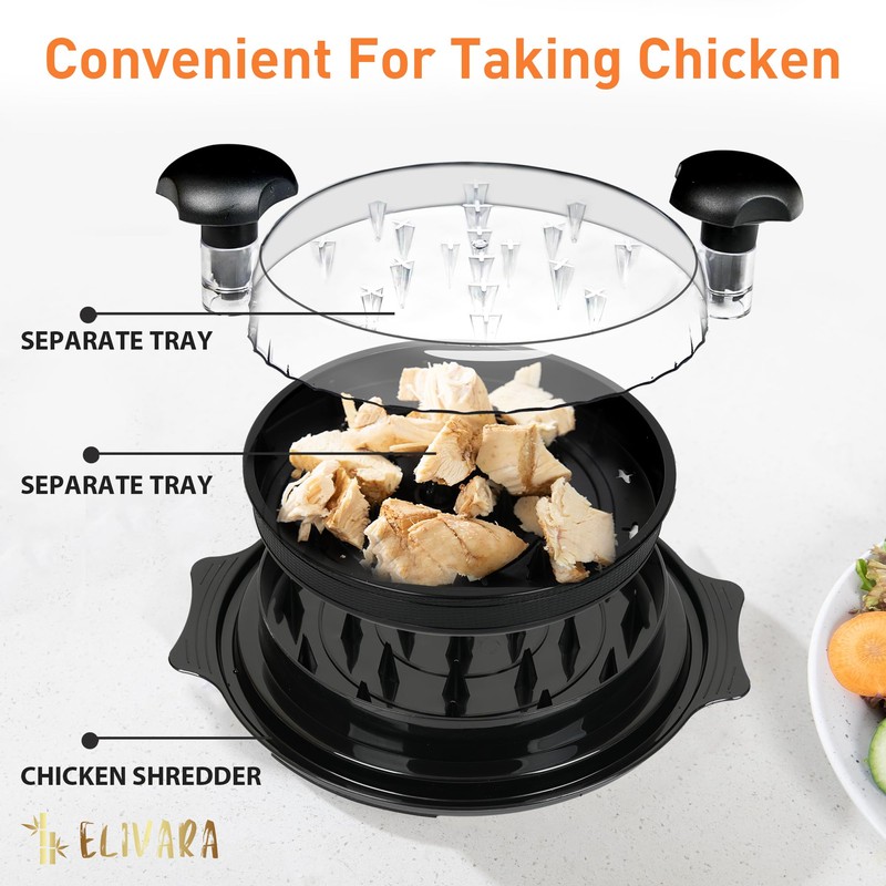 ELIVARA Chicken Shredder Tool - Large Twist Design with Brush