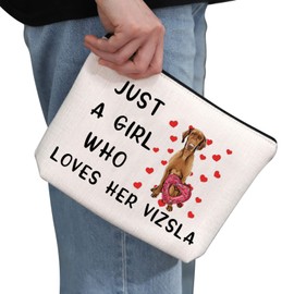 Vizsla Dog Lover Gift Loves Her Vizsla Makeup Bag Vizsla Mom Cosmetic Bag Vizsla Owner Gift Dog Mom Zipper Travel Bag (Just A Girl Who Loves Her Vizsla)