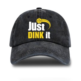 rofiowa Just Dink It Adjustable Cotton Baseball Cap, Funny Retro Trucker Hat Outdoor Accessories for Men Women Grandpa Dad Husband Pickleball Lover, Retirement Birthday Washed Black