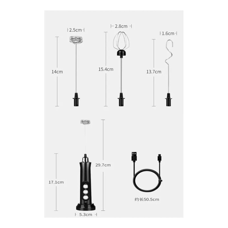 Generic Batidor De Leche Eléctrico Recargable Portátil 3 En 1