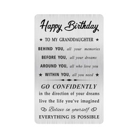 MOQIYXL Granddaughter Birthday Card, Happy Birthday Granddaughter Gifts Ideas, Small Engraved Wallet Card