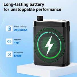 Wireless Voice Amplifier with 2 Wireless Mic & Magnetic Lavalier, Portable Voice Amplifier for Teachers, Instructor, Meeting, Bluetooth Speaker Include Dual Microphone for Yoga, Tour Guide