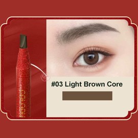 5Pcs Peel-off Eyebrow Tattoo Pencil - Waterproof Permanent Makeup with Pull Cord Mapping Easy Apply Long-Lasting Cosmetics (Red Paper-Light Brown Core)