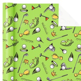 WRAPAHOLIC Golf Wrapping Paper - Mini Roll - 17 Inch x 16.5 Feet - Golf Gift Wrap for Men, Birthday, Sports Party, Father's Day, Team Celebration