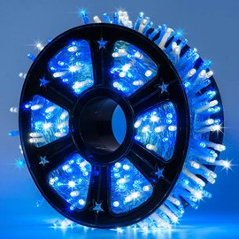 JMEXSUSS 500 LED Blue and White Christmas Lights, 8 Modes 163ft String Lights Plug in with Remote Control, Clear Wire Christmas String Lights Outdoor Waterproof for Outside Tree Yard Wedding
