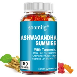 Soomiig Ashwagandha Gummies Health Supplement – Supports Energy Levels, Balanced Mood, and Stress Relief – Natural Adaptogen – 120 Capsules