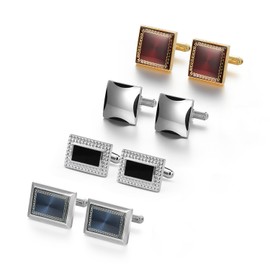 wynameleri Cufflinks Pack 4 Pairs Formal Business Shirts Dress Buttons Cuff Link Set for Men Box Packed T0204023