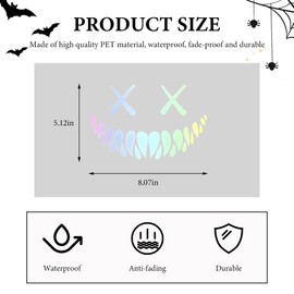 DXNQ Reflective Smile Demon Car Sticker, Funny Cool Devil Smiley Car Decal for Rear Windshield Bumper, Auto Waterproof Demon Smile Sticker for Car Truck SUV, Universal Car Accessories (Colorful)