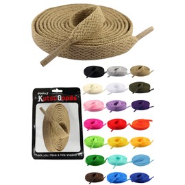 KutsuGoods Flat Shoelaces, Carefully Selected Materials, 39.4 inches (100 cm), 47.2 inches (120 cm), 55.1 inches (140 cm), 63.0 inches (160 cm), Width: 0.3 inches (8 mm), brown (light brown)