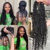 HAPPY&CC Boho Crochet Box Braids with Human Hair Curls Pre-Looped