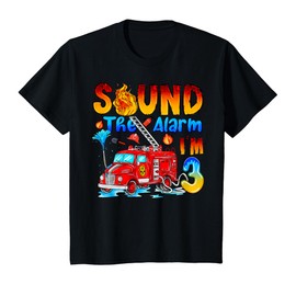 Kids Fire Truck 3rd Birthday Boy Firefighter 3 Year Old T-Shirt