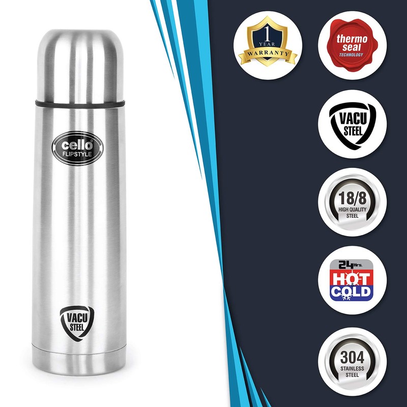 Cello FlipStyle Stainless Steel Bottle With Cover- 1000ml