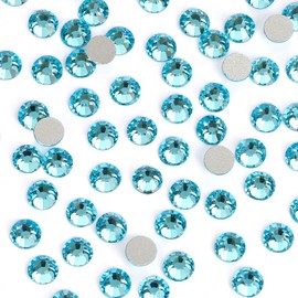 1440Pcs Aquamarine Crystal Rhinestones,Glass Flatback Rhinestones Mini Gemstones for Nail Face Makeup Art Crafts Clothes Decoration -(SS10, 2.8mm,Aquamarine)