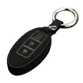 LETINGFAR Key Case for Nissan, Smart Key Case, Key Cover, Suede Leather, 2J Key Holder, NISSAN Serena, X-Trail, Elgrand, Skyline, Notebook, Key Case, Black
