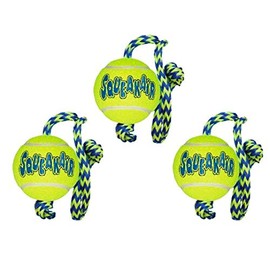 KONG SqueakAir Ball with Rope Dog Toy, Medium x 3