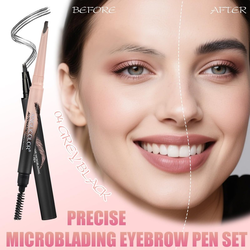 Prreal Microblading Eyebrow Pen Set,2 in 1 Dual Ended Eyebrow