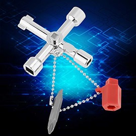 10 Unids Llave de llave cruzada, 4 Vías Cruz Llave Multifuncional para Elevador, Coche, Gabinete de control eléctrico, Tren, Fontaneros Electricistas Herramientas