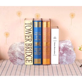 MOGEMT Rose Quartz Crystal Bookends Heavy Duty Large Book Ends Pink Crystal Decorative Bookend Home Office Decor 1 Pair 6-8 LBS