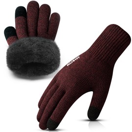 Rahhint Thermal Winter Gloves for Men Women Pure Wool Knit Gloves with fleece lining insulated Liner Keep Hand Warm Gift