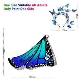 Abnaok Abnaok Damen Schmetterling Kostüm mit Haarreif, Karnevalskostüm mit Strassdruck Halsband, Schmetterlingsflügel Erwachsene (Blau & Grün)