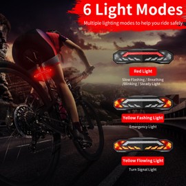 GREENCYCLE Smart Bike Tail Light with Turn Signals, Bike Brake Light, USB Rechargeable Safety Warning Cycling Light,Suitable for Almost All Bicycles, E-Bikes, E-Scooters,3Pk