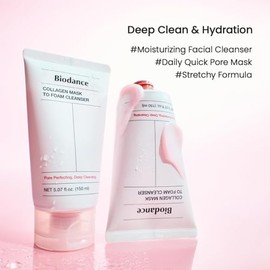 BIODANCE Collagen Mask To Foam Cleanser, 2-in-1 Pore Care and Hydrating Foaming Facial Cleanser for Sensitive Skin, Gentle Face Wash, Korean Skin Care