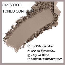 Okerker Cool Toned Contour Palette with Mirror, Taupe Grey Contour Powder for Pale Light Cool Toned Skin, Nose Contouring Bronzer Powder