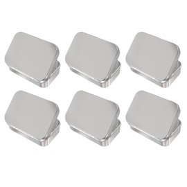 WeddHuis 6 pieces stainless metal containers, small tin boxes, metal boxes, rectangular tins, metal bag, metal tin container (88 x 60 x 18 mm)