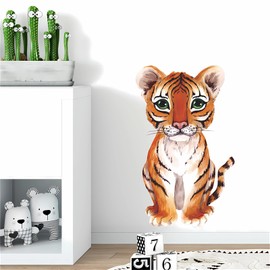 Cute Tiger Cub Wall Stickers,sacinara Cartoon Animal Wall Decals Removable Vinyl Peel and Stick for Kids Baby Living Room Bedroom Children's Room Nursery Playroom Art Decorations