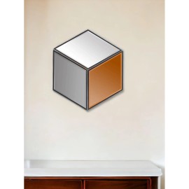 Homeroots 10" Gray Hexagon Metal Framed Mirror Set