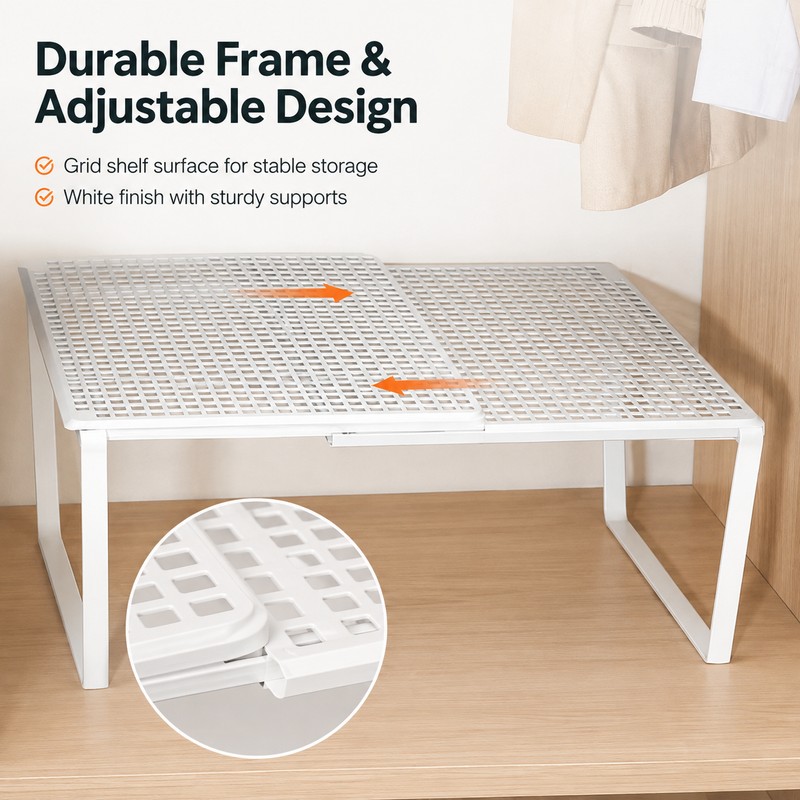 Adjustable Wardrobe Shelf for Clothes & Shoes – Expandable Metal