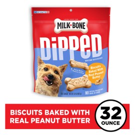 Milk-Bone Dipped Dog Biscuits Baked with Real Peanut Butter, 32 Ounces