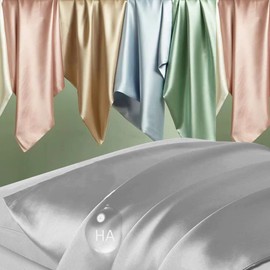 Silk Body Pillow Cases, Mulberry Silk Body Pillow Cover with Zipper, Smooth, Anti Acne, Cooling Sleep Both Sides Natural Silk Satin 20x54 Body Pillowcase, Gifts for Women Men, Grey