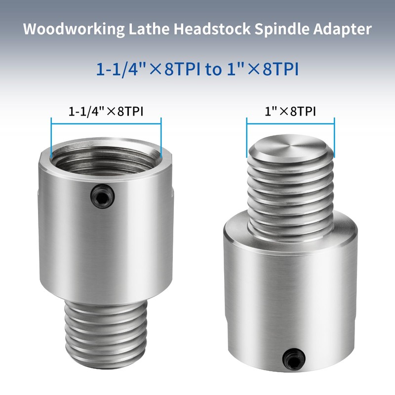 DEEFIINE Woodworking Lathe Headstock Spindle Adapter Convert 1-1/4''X8TPI to 1''X8TPI