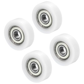PATIKIL Nylon Pulley Wheel 5x21.6x7mm, 4 Pack 608zz Bearing Sliding Conveyor Roller Wheel for Door Window Drawer Hardware Driving Mechanical Equipment, White
