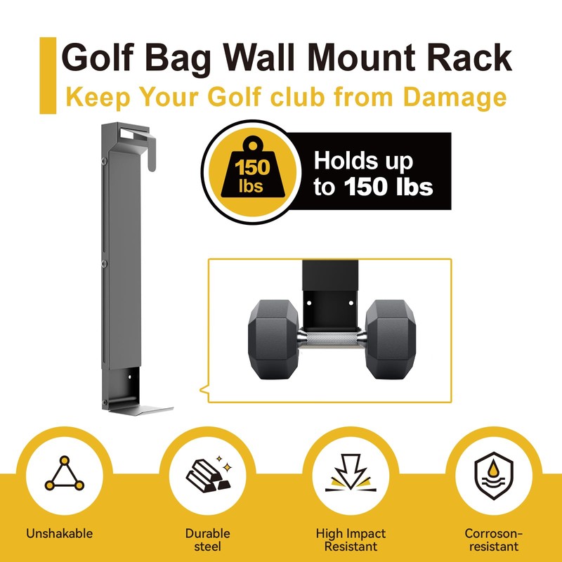 NULTRUMA Wall Mount Golf Bag Storage Rack - Wall Mount