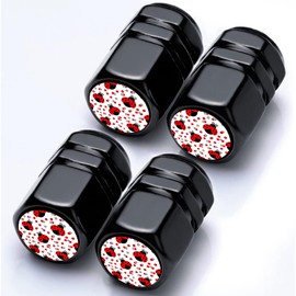 Ladybug Tire Valve Stem Caps Ladybug Car Accessories 4Pack Tire Air Cap Aluminum Alloy with Plastic Liner Corrosion Resistant Leak-Proof for Car SUV Bike Motorcycle Valve Decor Gifts