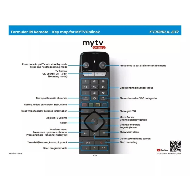 Formuler GTV-IR1 Hybrid Remote Control Works with all Formuler &
