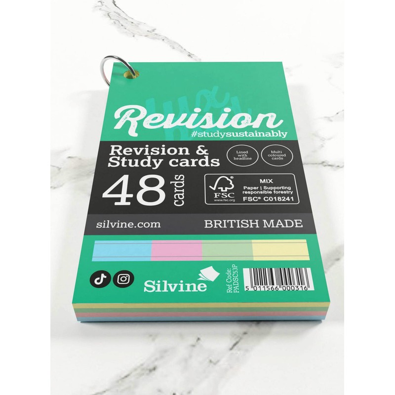 Luxpad Revision 3x5" Ringbound Flash Cards - Lined (48 Cards)