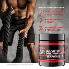 Goliath Labs Pure Creatine Monohydrate Powder - 300g Unflavored Micronized Creatine for Strength, Power, Muscle Support & Endurance - 60 Servings - Fitness Supplement for Men & Women