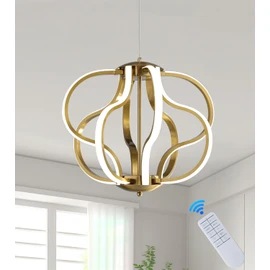 Munbea Modern Gold LED Chandelier with Remote Control, Dimmable LED Chandelier with 3 Color Temperature,8 Lights Hanging Pendant Lights for Dining Room Foyer Entryway Kitchen Living Room