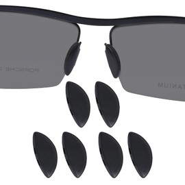 DROGO 3 Pairs Silicone Eyeglass Nose Pads, 15mm Black 'D Shape' Replacement Nose Pieces, Anti-Slip Plug-in Nose Pads