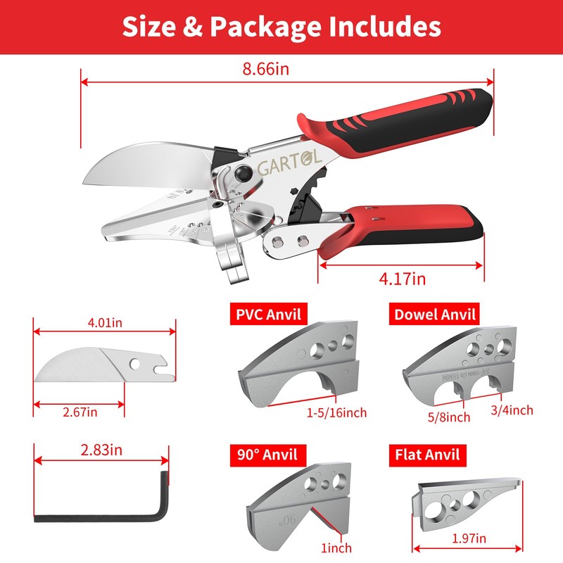 GARTOL Multi Angle Miter Shears Cutter, Multifunctional Trunking Shears For